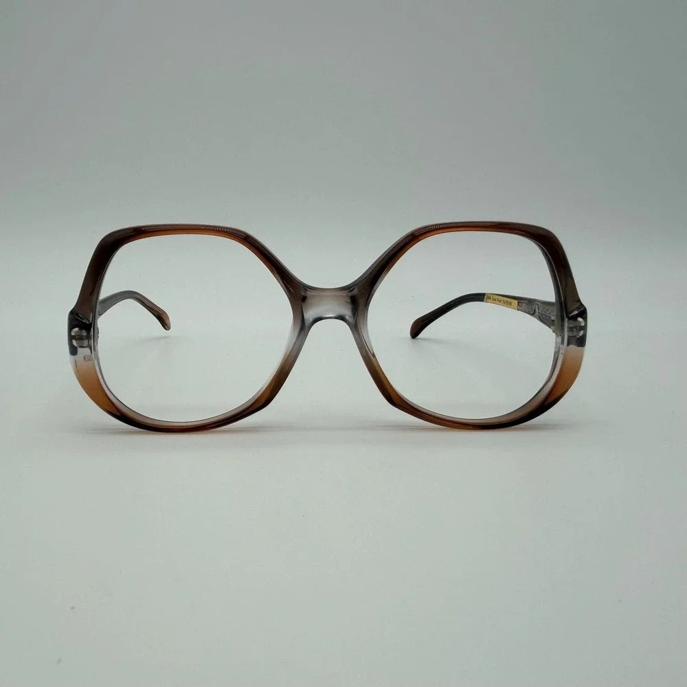 Vintage Univis Eye Mystique CM46 Sand Pearl Geometric Oversized Eyeglasses Frame